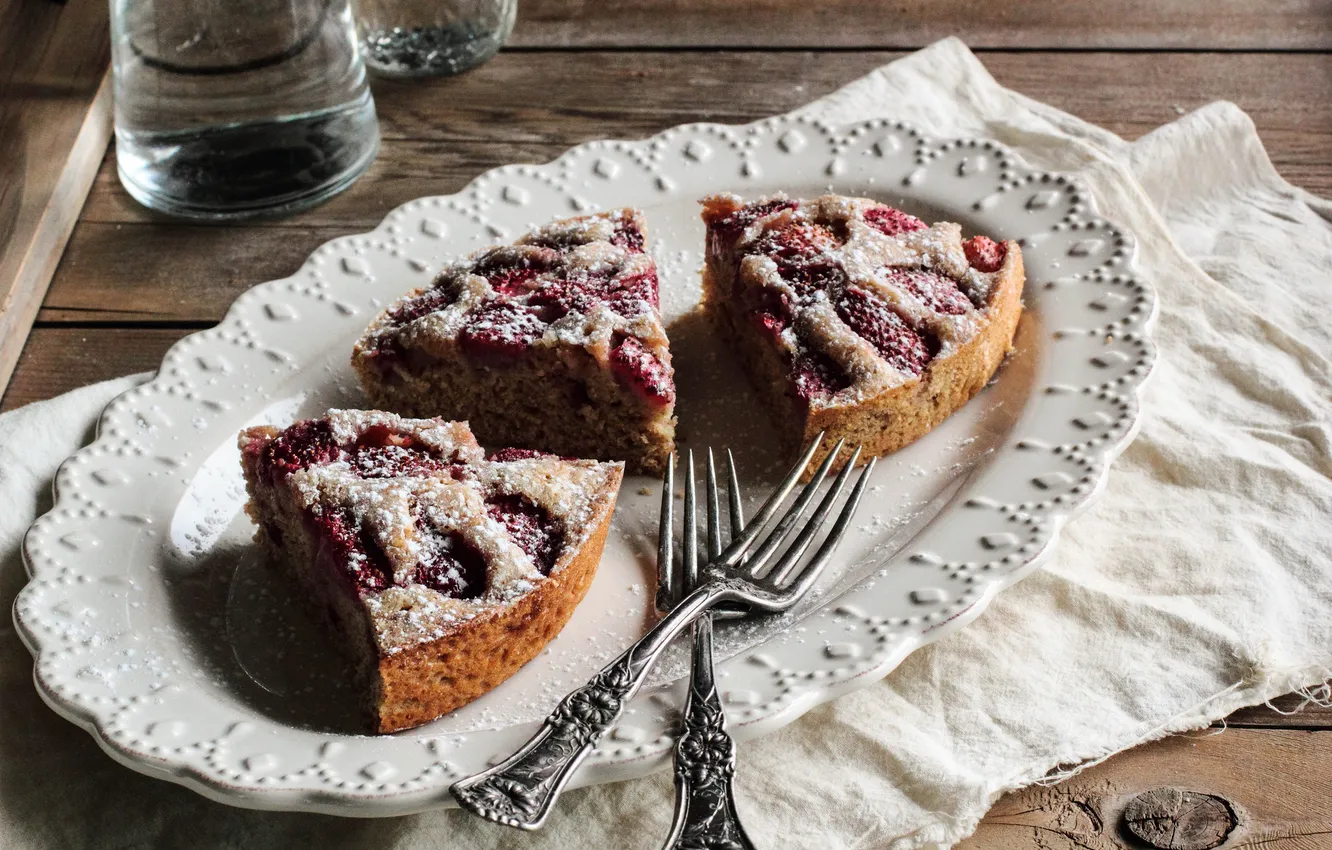 Photo wallpaper berries, strawberry, pie, plug, dessert, cakes