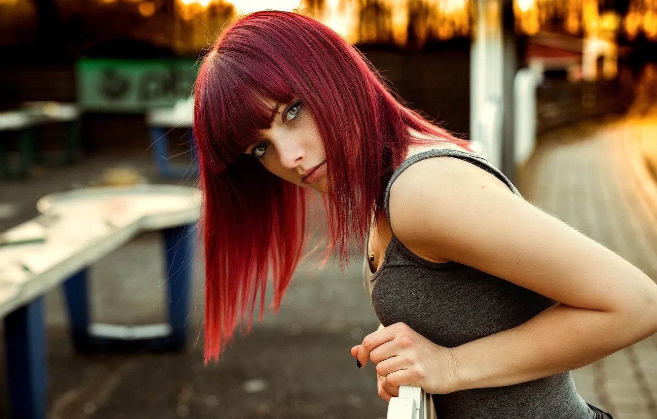 Photo wallpaper look, girl, bridge, pose, hair, beautiful