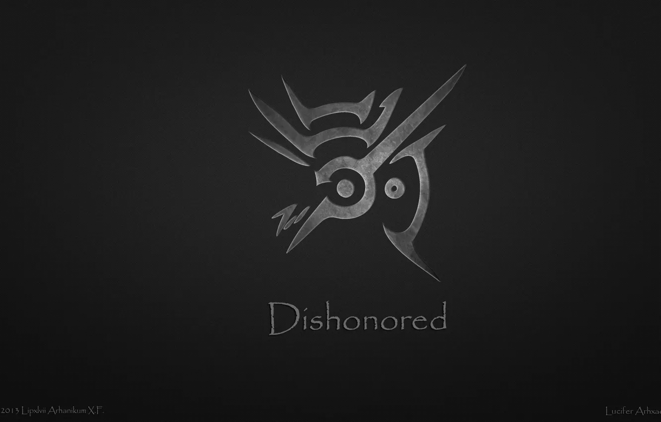Photo wallpaper grey, minimalism, symbol, words, Dishonored, Organikum