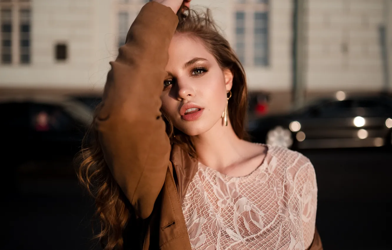 Photo wallpaper look, girl, face, pose, hands, makeup, Ivan Proskurin