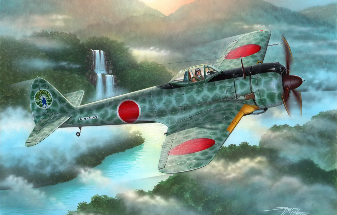 Photo wallpaper Fighter, Hayabusa, Oscar, Ki-43, Ki-43-II, IJAAF