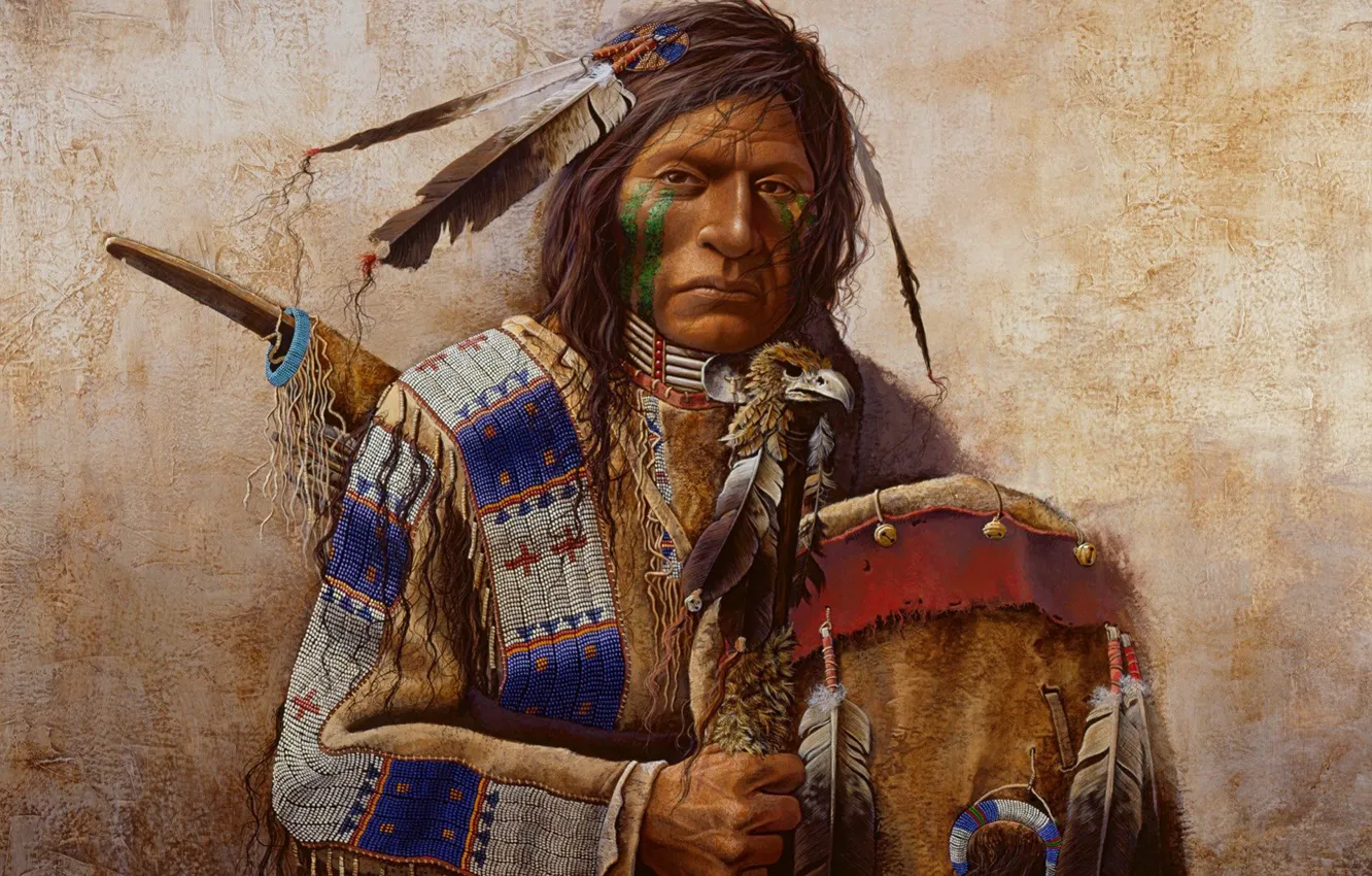 Photo wallpaper art, native american, first people, mark rohrig, When the Darkness Breaks