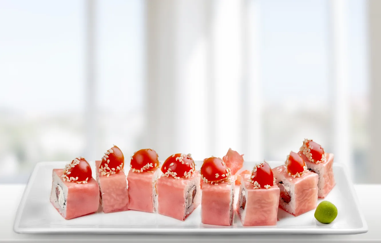 Photo wallpaper sushi, sushi, rolls, japanese, seafood