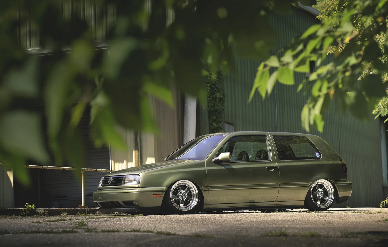 Photo wallpaper leaves, trees, Golf, tuning, Volkswagen, volkswagen golf