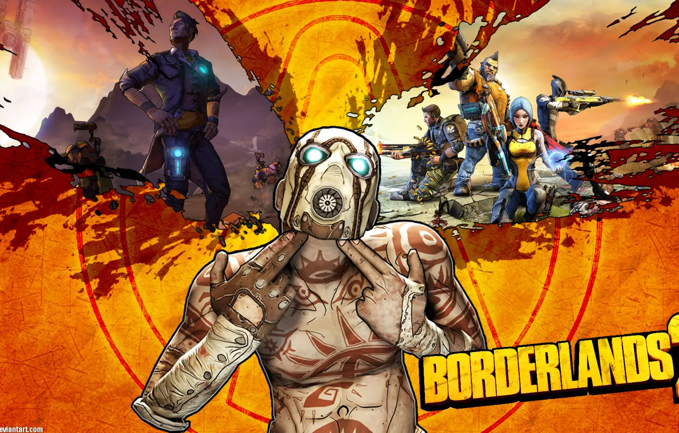 Photo wallpaper shot, gesture, hyperion, the psycho, Borderlands 2