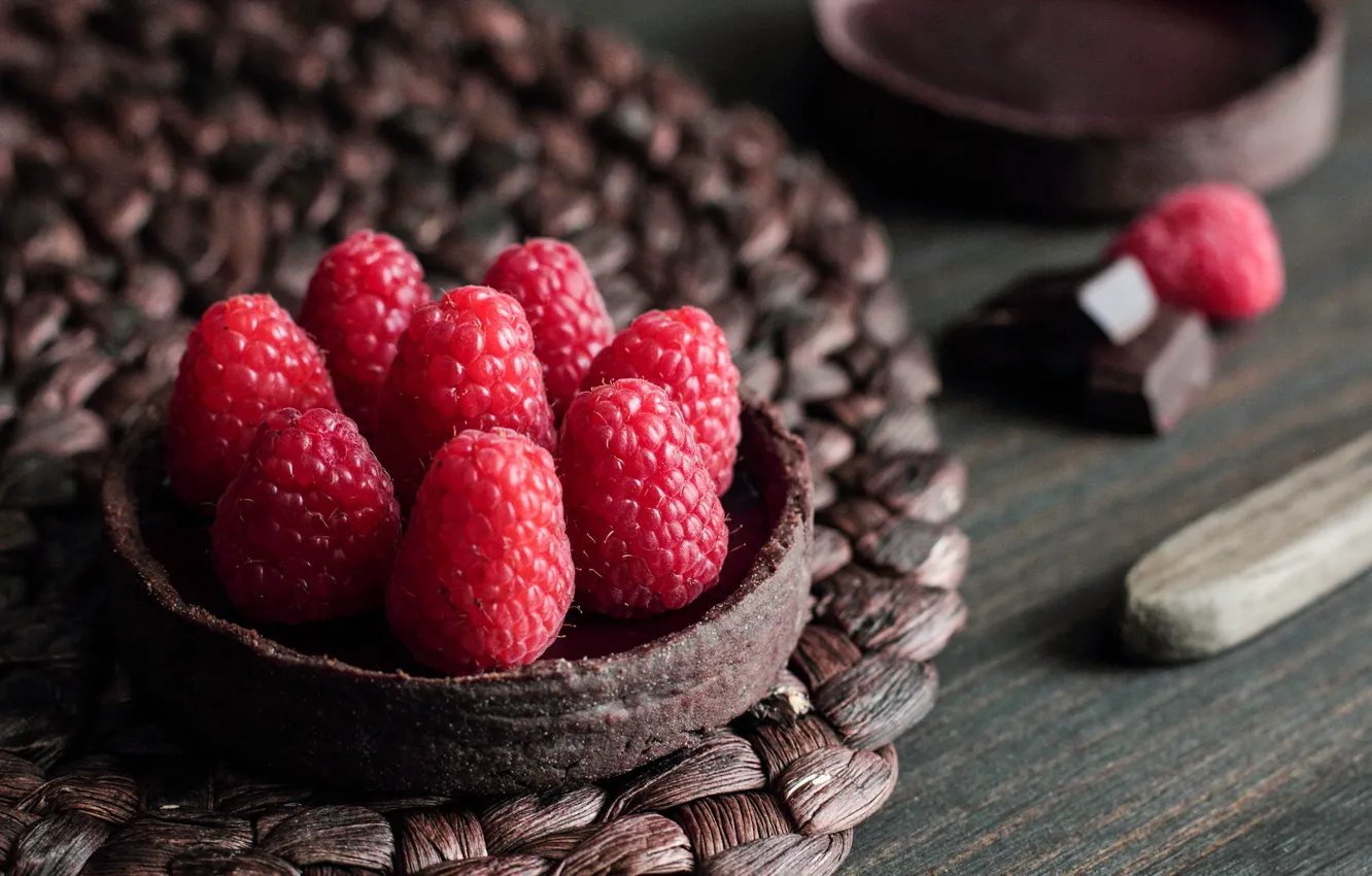 Photo wallpaper berries, raspberry, cake, Chocolate Raspberry Tart