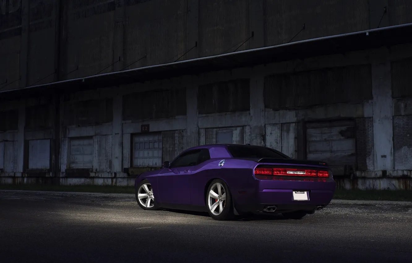 Photo wallpaper Muscle, Dodge, SRT8, Challenger, Car, Purple, Rear