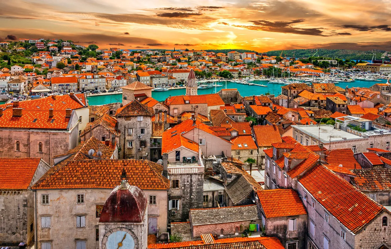 Photo wallpaper roof, sea, home, Croatia, Trogir