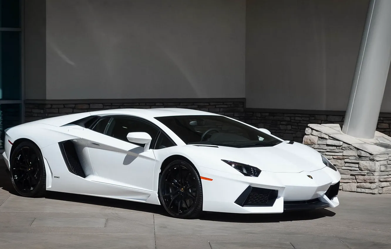 Photo wallpaper Lamborghini, white, LP700-4, Aventador