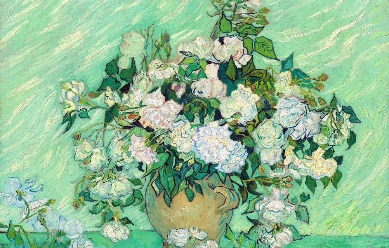 Photo wallpaper Picture, Roses, Vincent Van Gogh, Vincent van Gogh, Dutch post-impressionist painter