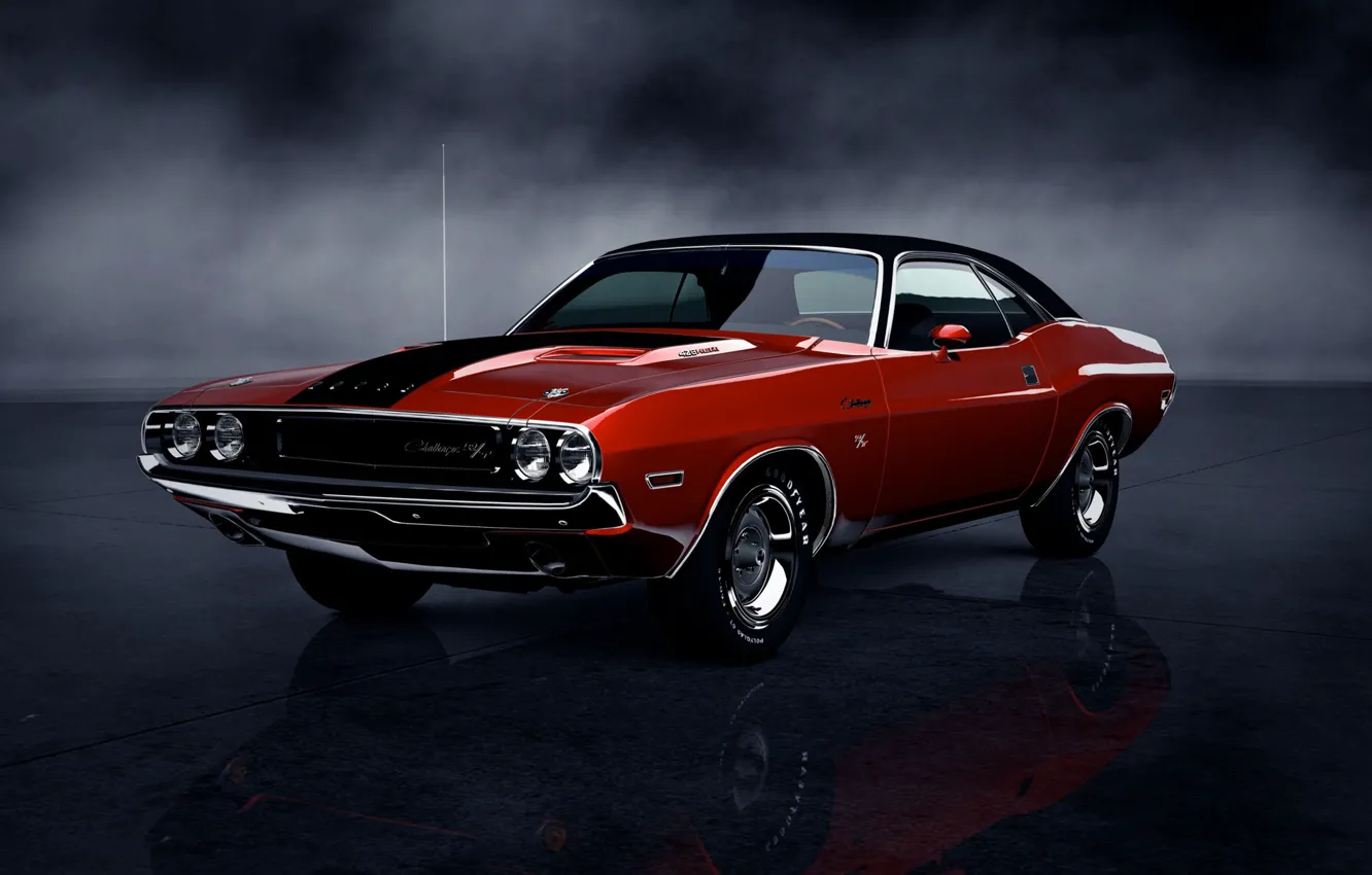 Photo wallpaper smoke, Dodge, turismo 5, Gran, challenger r t