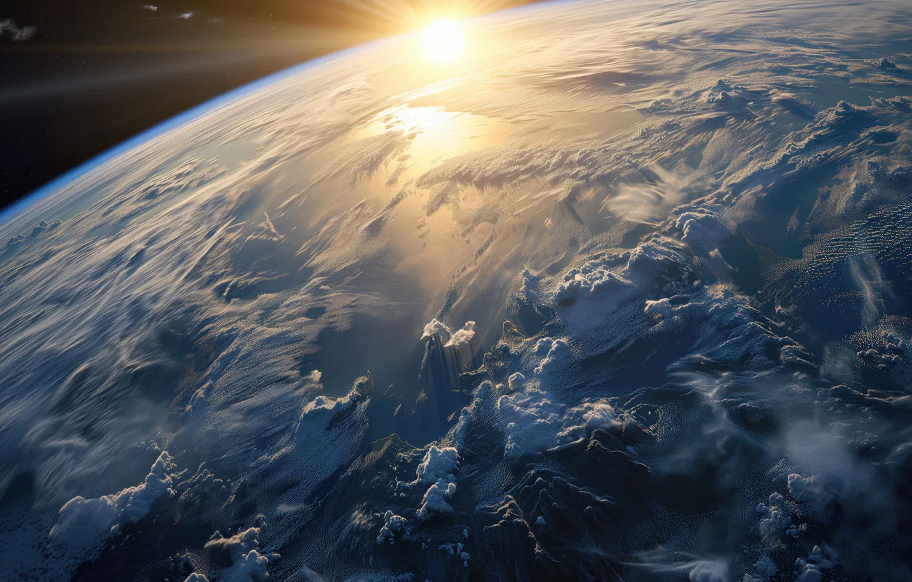 Photo wallpaper planet earth, atmosphere, continents