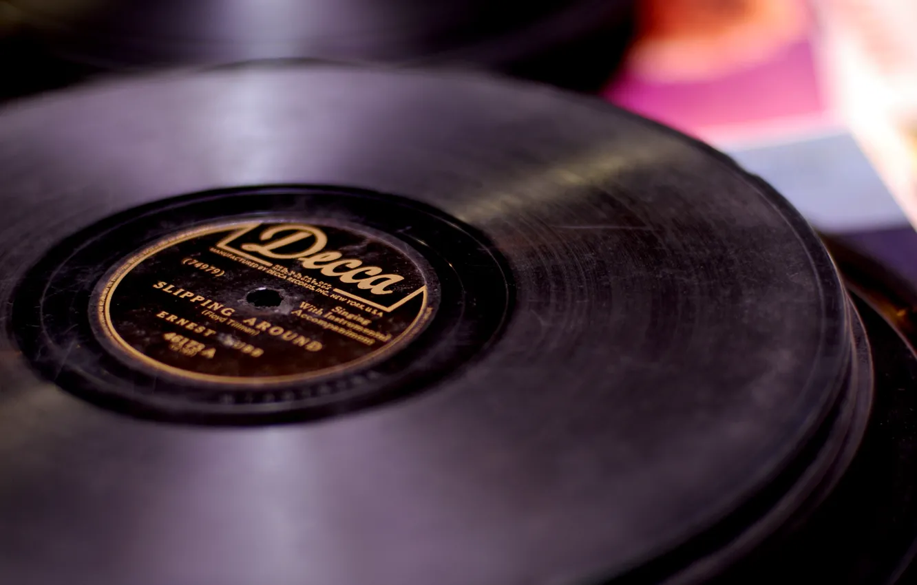Photo wallpaper macro, music, vinyl, record