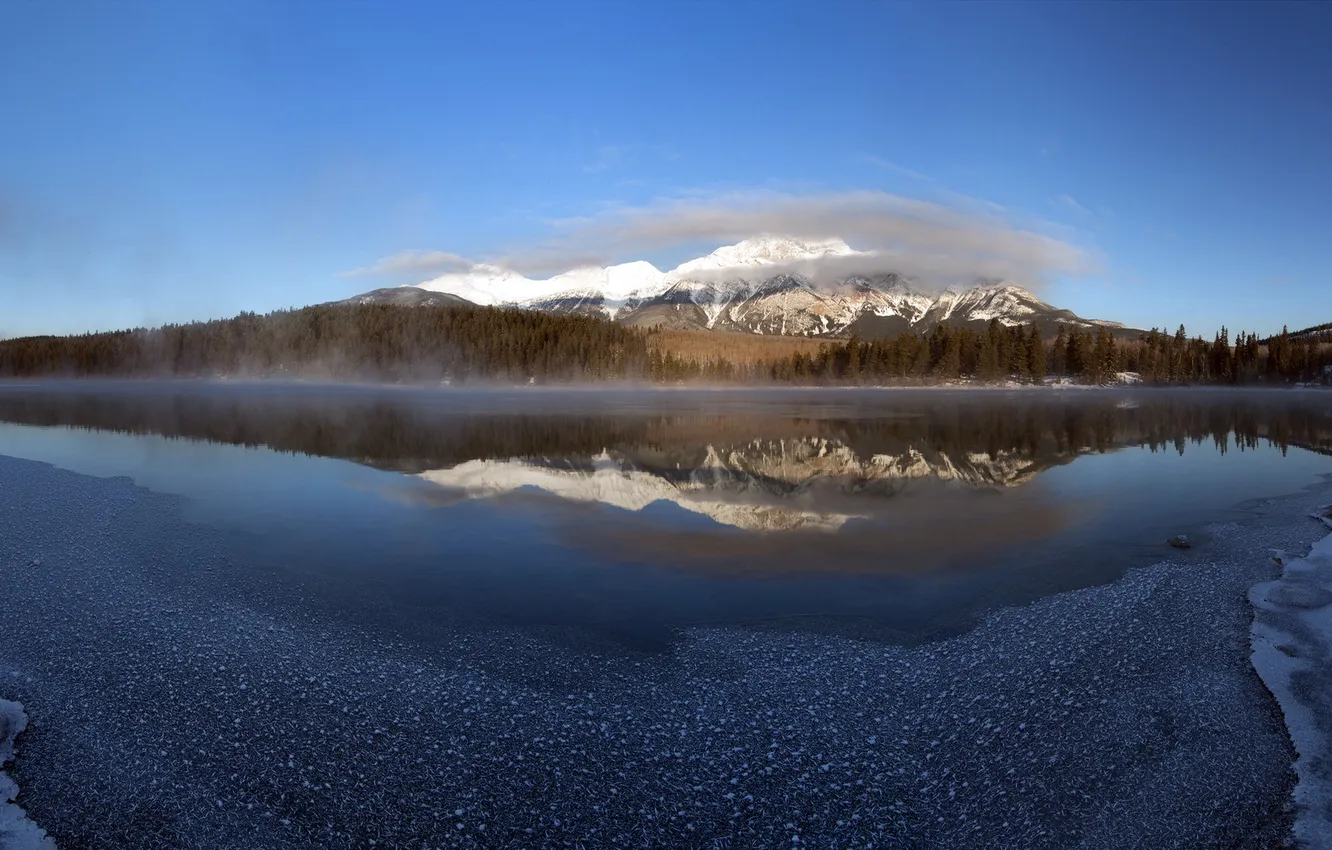Photo wallpaper landscape, mountains, lake