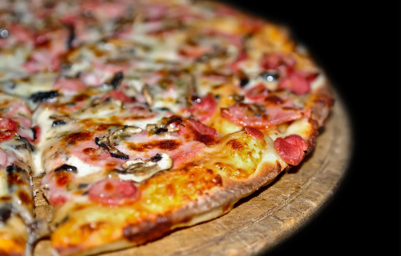 Photo wallpaper macro, food, food, pizza, delicious, satisfying