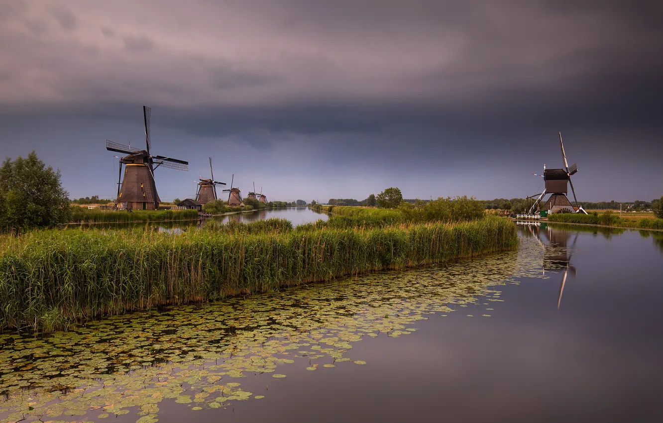 Photo wallpaper Holland, windmill, South Holland, Elshout