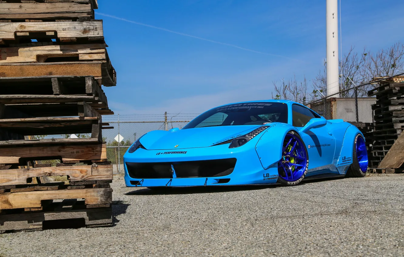 Photo wallpaper Ferrari, 458, Blue, Italia, Edition, Liberty, Walk