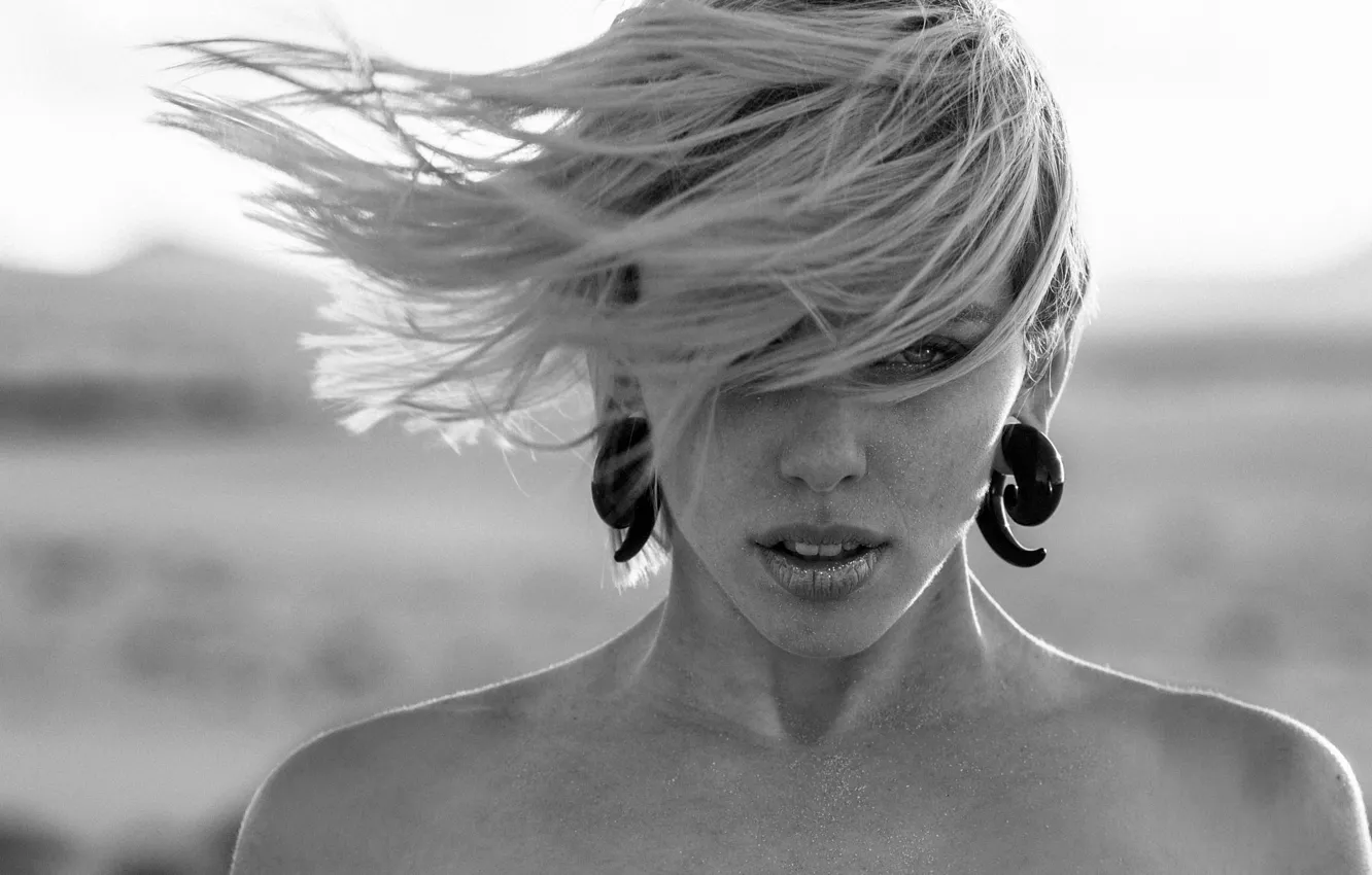 Photo wallpaper look, the sun, background, model, portrait, makeup, hairstyle, blonde