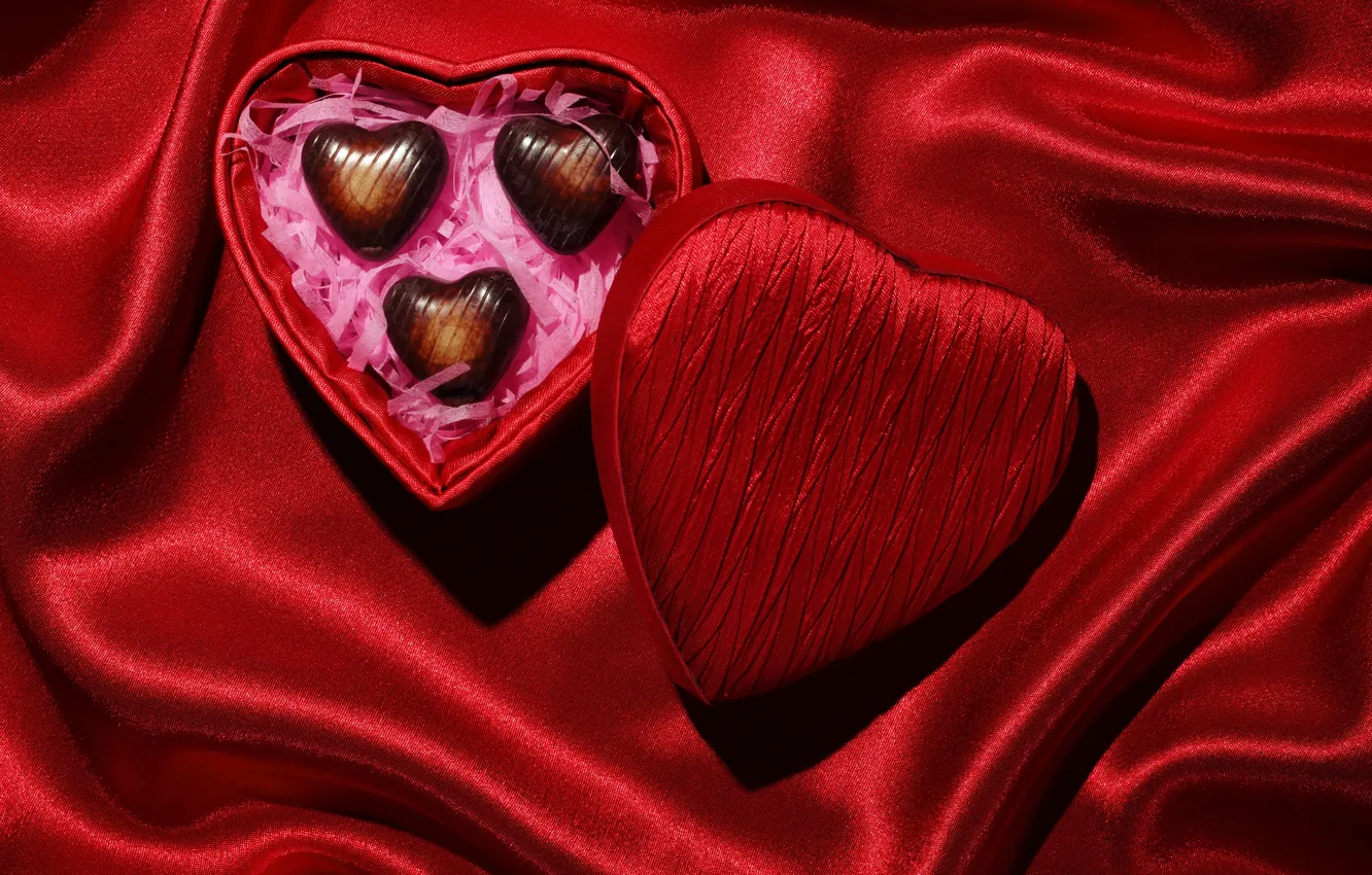 Photo wallpaper heart, silk, candy, red, love, heart, romantic, silk