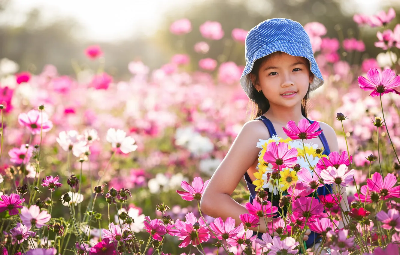 Photo wallpaper summer, flowers, mood, girl