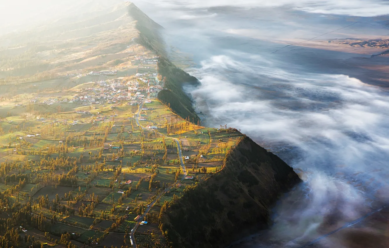 Photo wallpaper clouds, landscape, nature, height, panorama