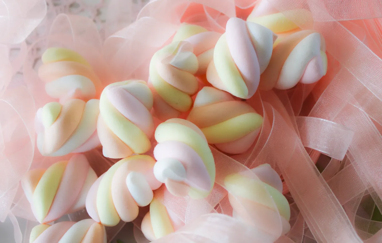 Photo wallpaper macro, strips, spiral, candy, tape, sweets, pink background, dessert