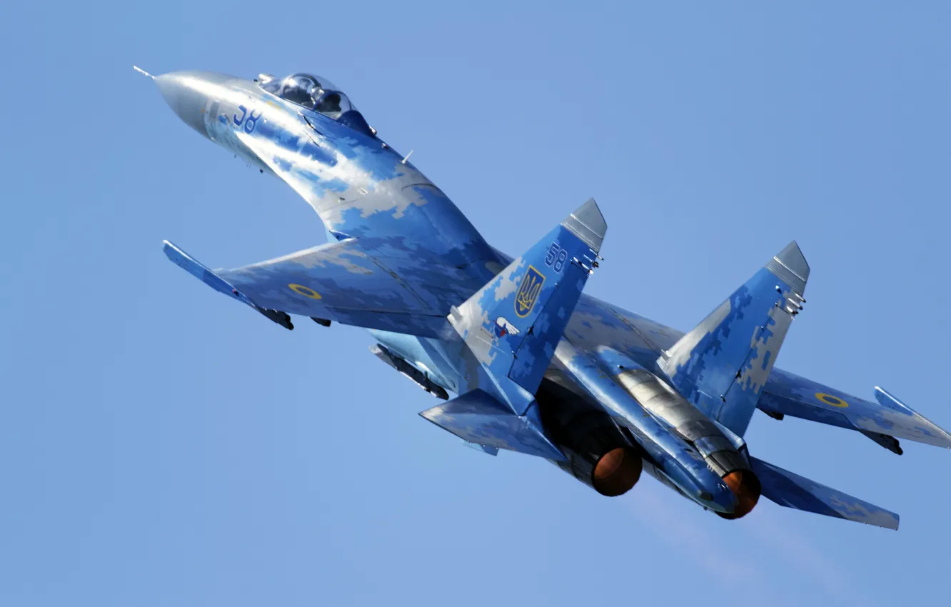 Photo wallpaper fighter, Sukhoi, Flanker, Su-27, Ukrainian