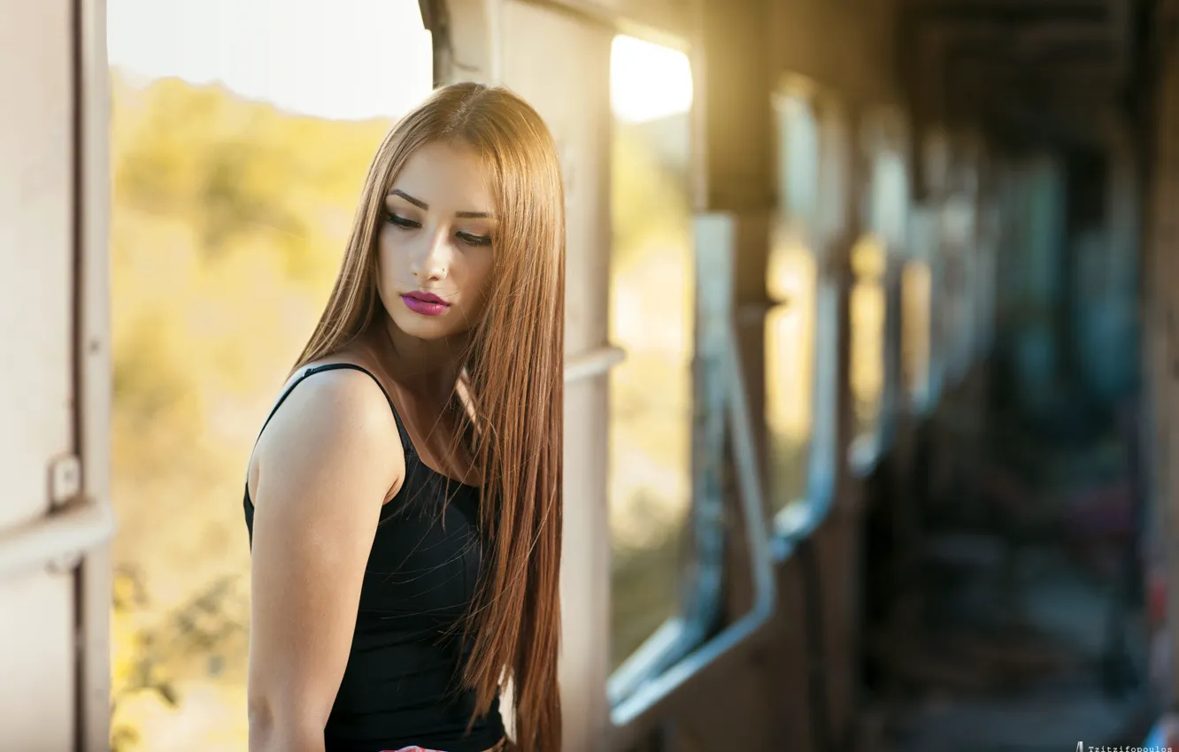 Photo wallpaper pose, model, portrait, makeup, Mike, hairstyle, beauty, bokeh