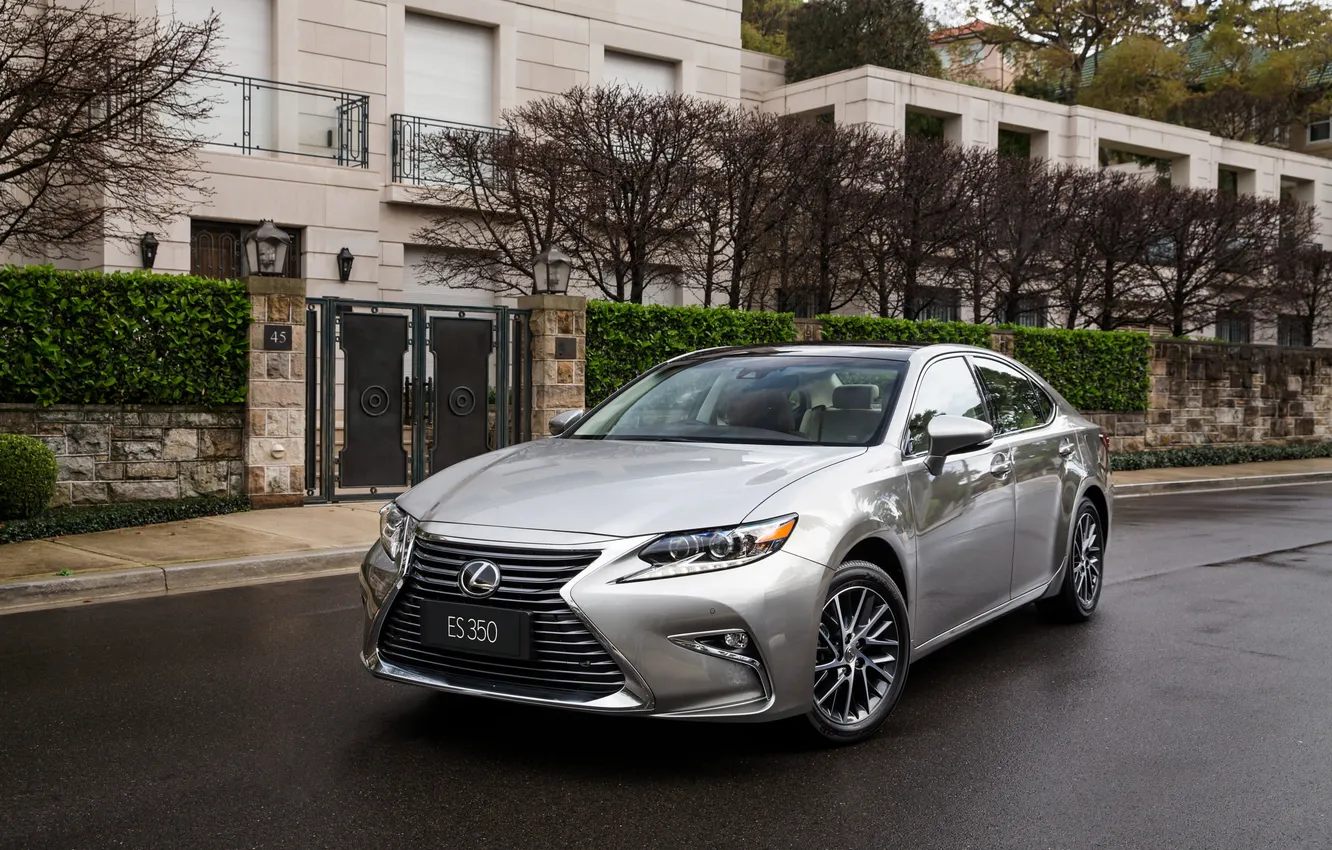 Photo wallpaper trees, street, the fence, gate, Lexus, Lexus, 2015