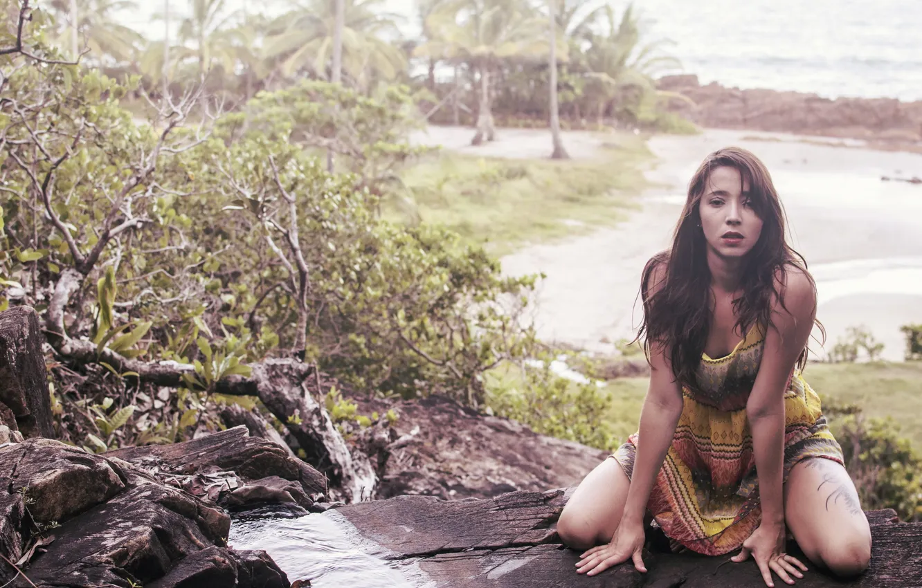 Photo wallpaper look, girl, background