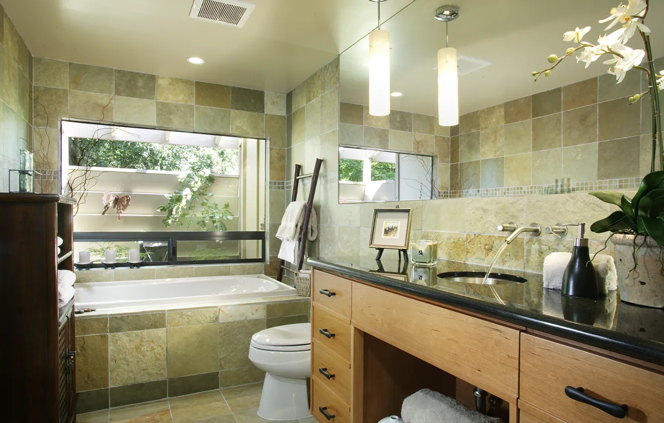 Photo wallpaper design, style, room, interior, bathroom