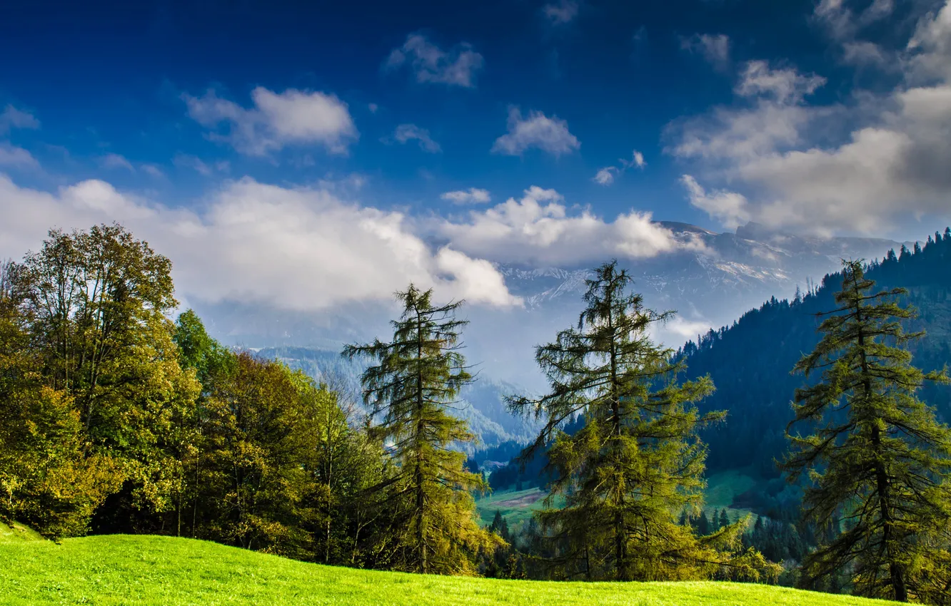 Photo wallpaper clouds, mountains, Switzerland, ate, Alps