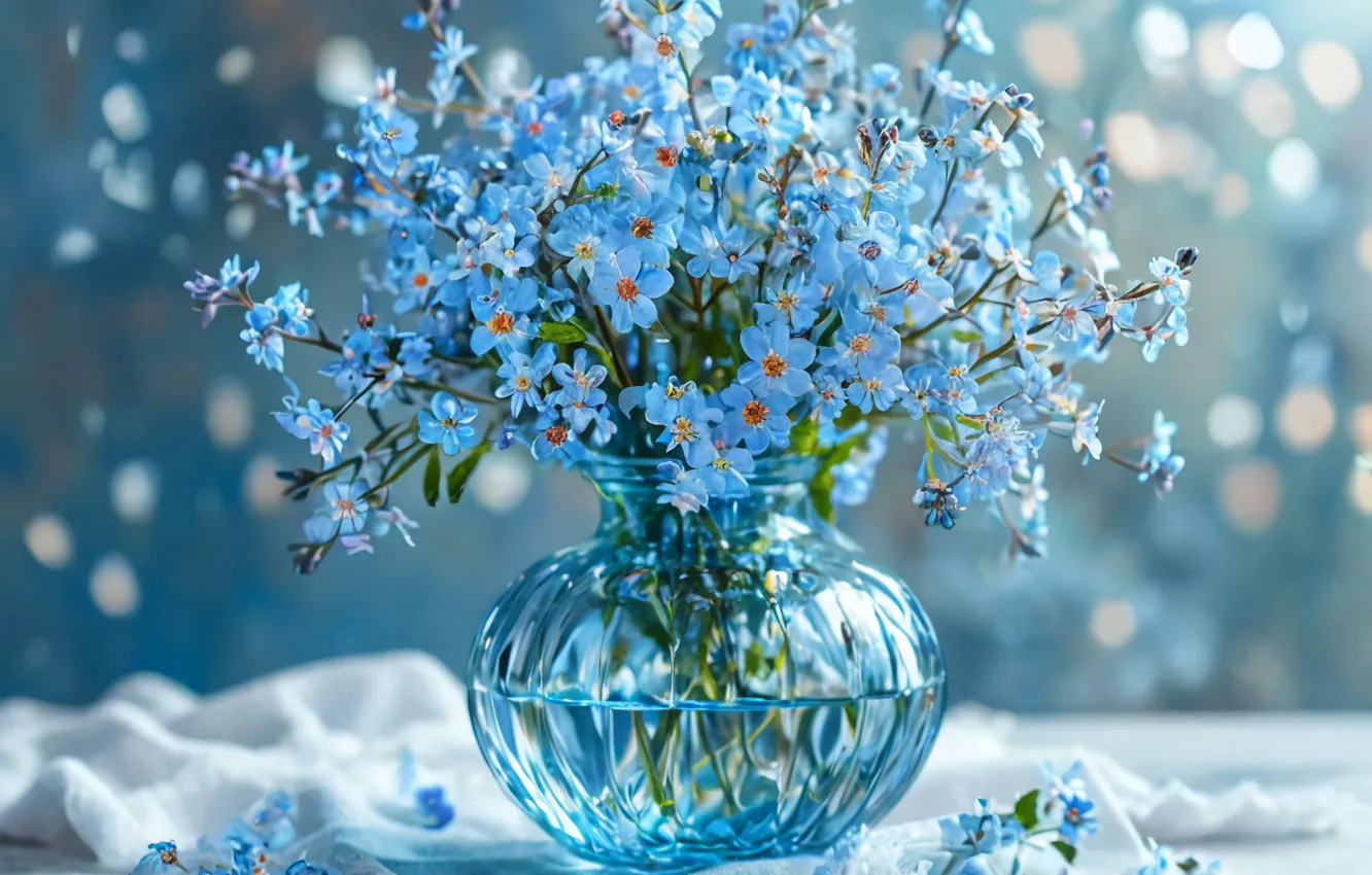 Photo wallpaper flowers, blue, blue, forget-me-nots