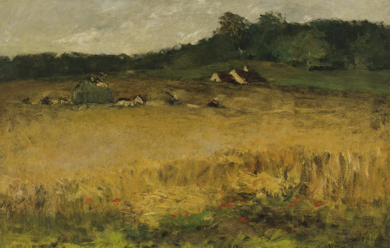 Photo wallpaper landscape, picture, Wheat field, 1884, William Chase, William Merritt Chase