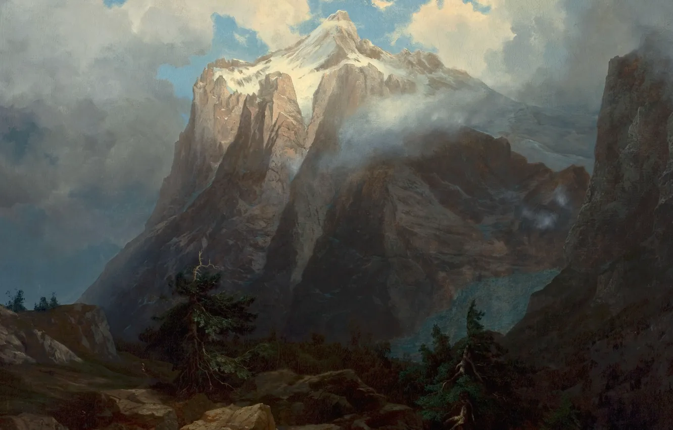 Photo wallpaper landscape, mountains, Albert Bierstadt, Mount Brewer from King's River Canyon. California
