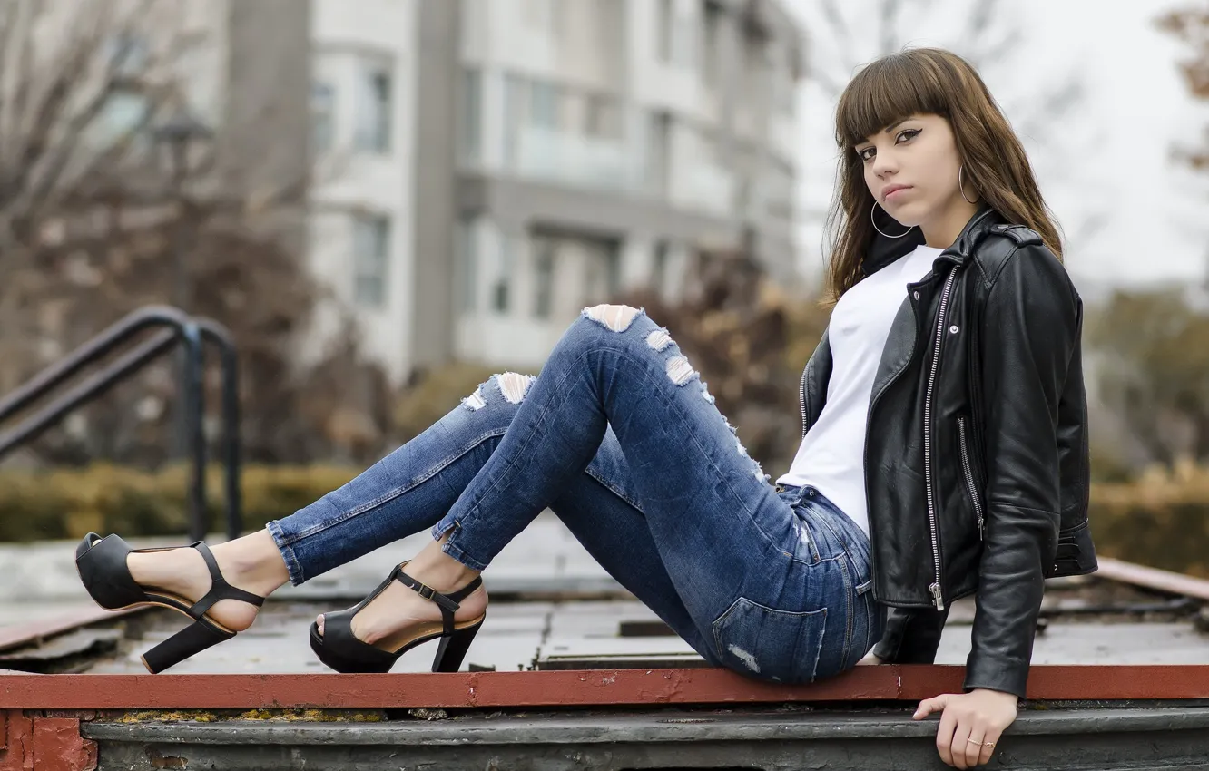 Photo wallpaper look, girl, model, hair, jeans, jacket, Anna Maria