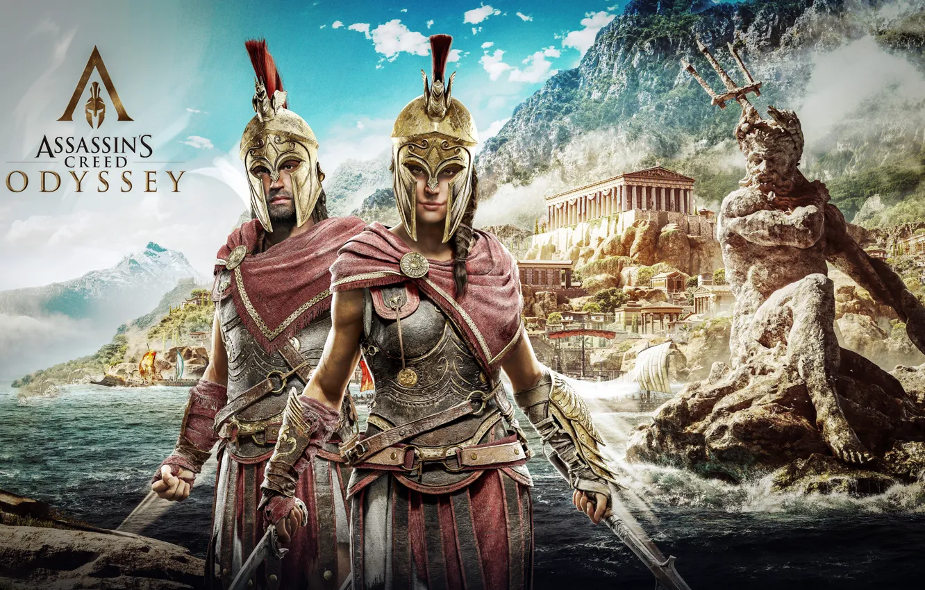 Photo wallpaper game, Kassandra, Ubisoft, Assassin's Creed, Odyssey, Assassin's Creed Odyssey, Alexios