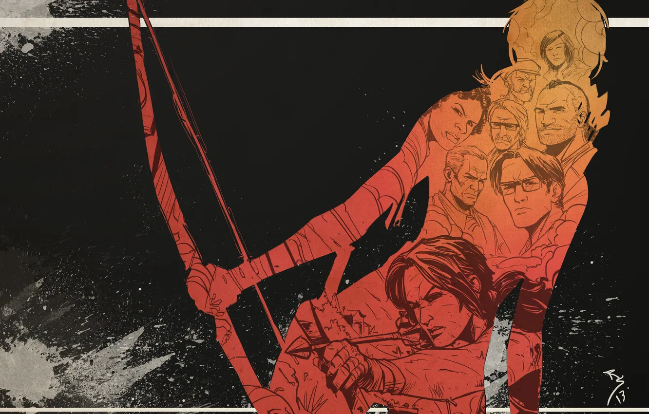 Photo wallpaper face, weapons, the game, bow, Tomb Raider, characters, Lara Croft