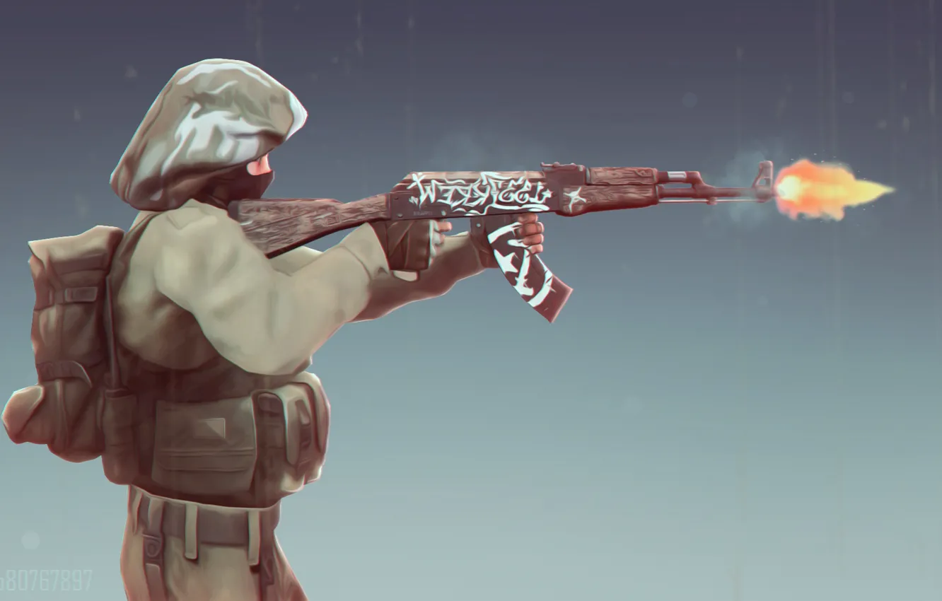 Photo wallpaper ak47, CS:GO, IDF