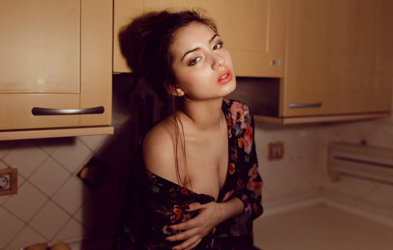 Photo wallpaper look, girl, face, cutie