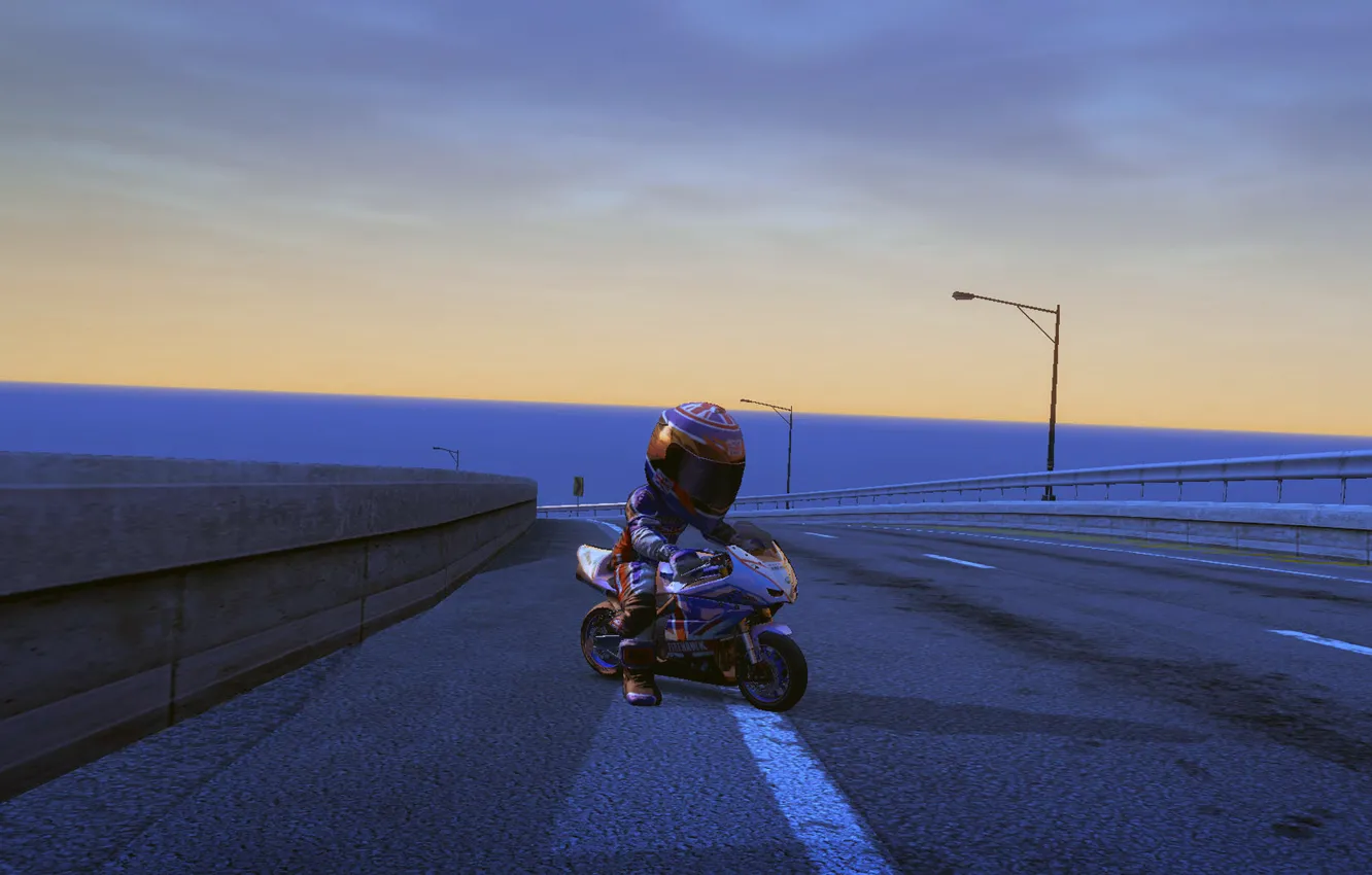 Photo wallpaper road, the game, track, Burnout Paradise, twilight, racer., mini mocik