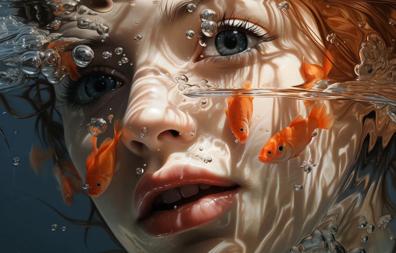 Photo wallpaper girl, AI art, neural network