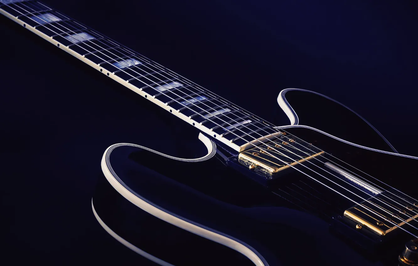 Photo wallpaper music, the dark background, guitar, blue background, electric guitar, musical instrument