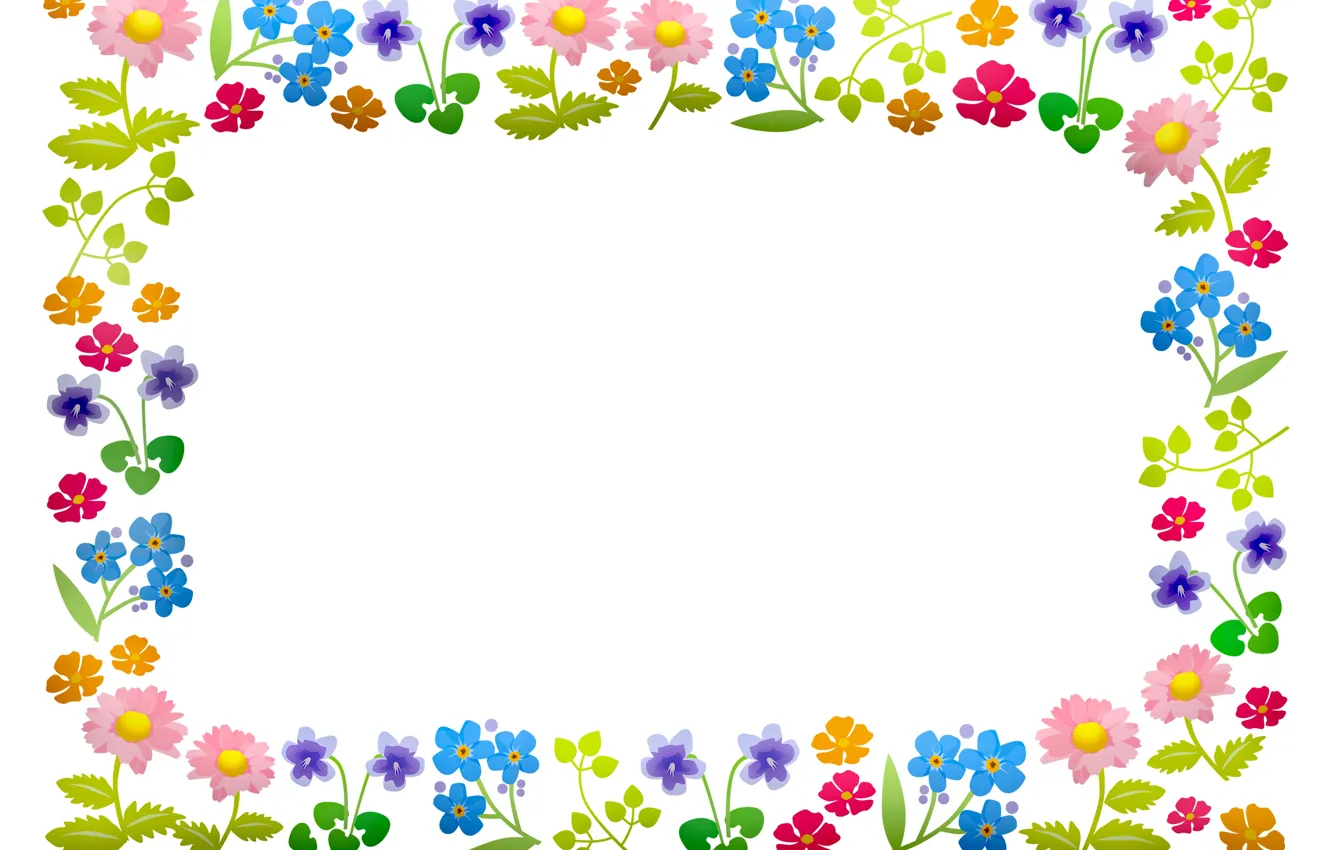 Photo wallpaper flowers, frame, postcard, template, blank