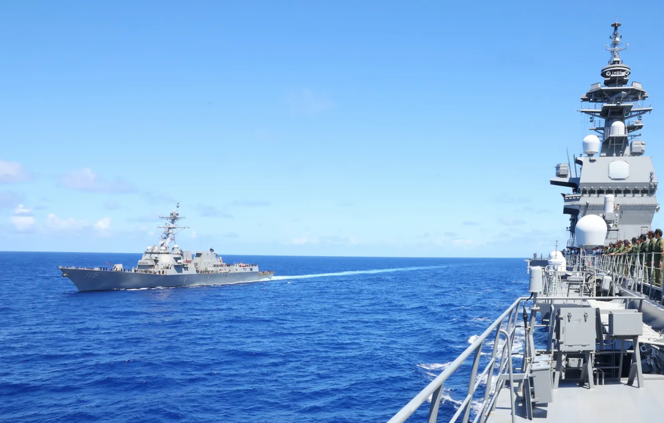 Photo wallpaper exercises, JS Izumo, USS Rafael Peralta
