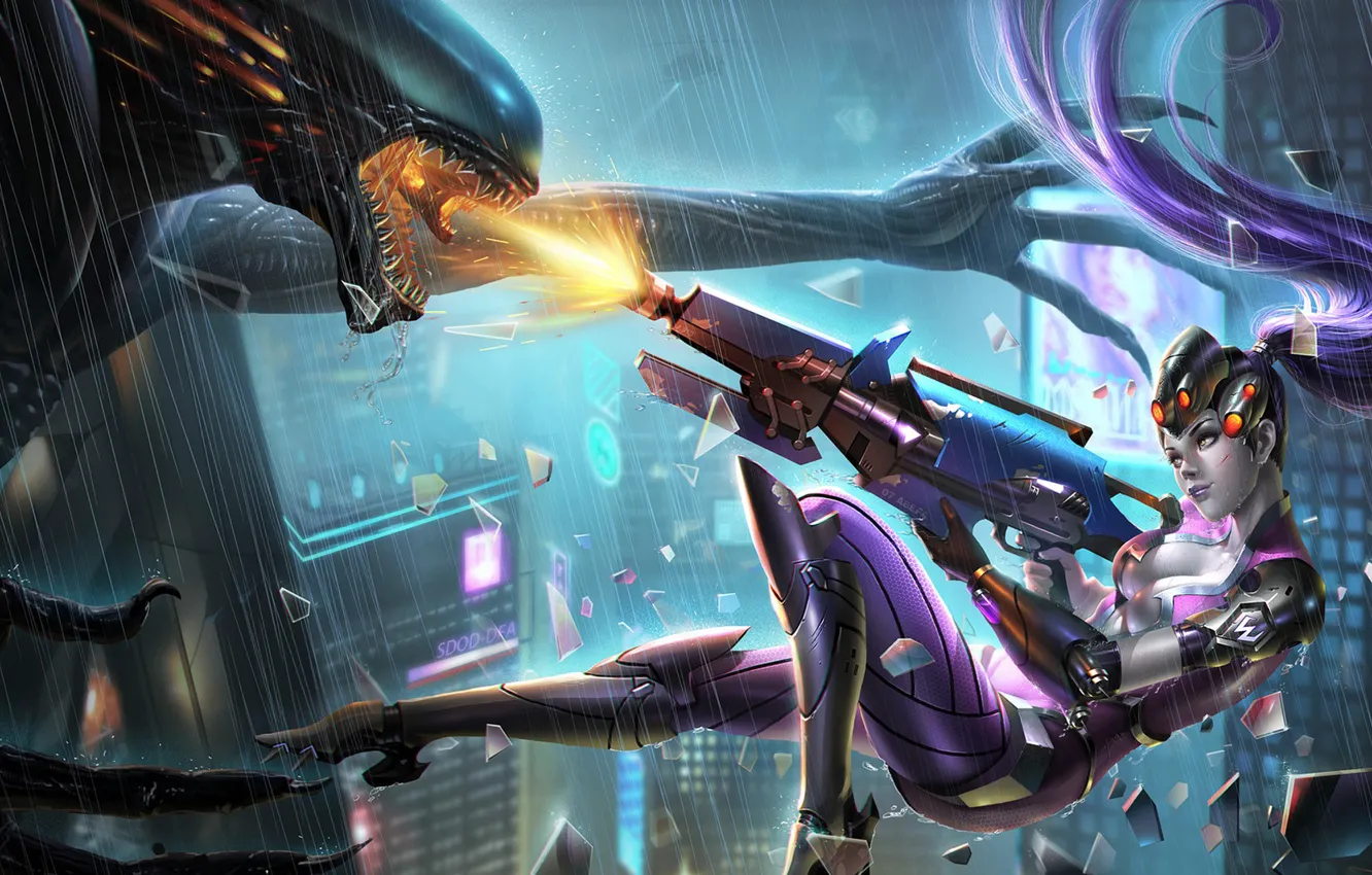 Photo wallpaper face, face, sexy, fiction, rain, the game, figure, art