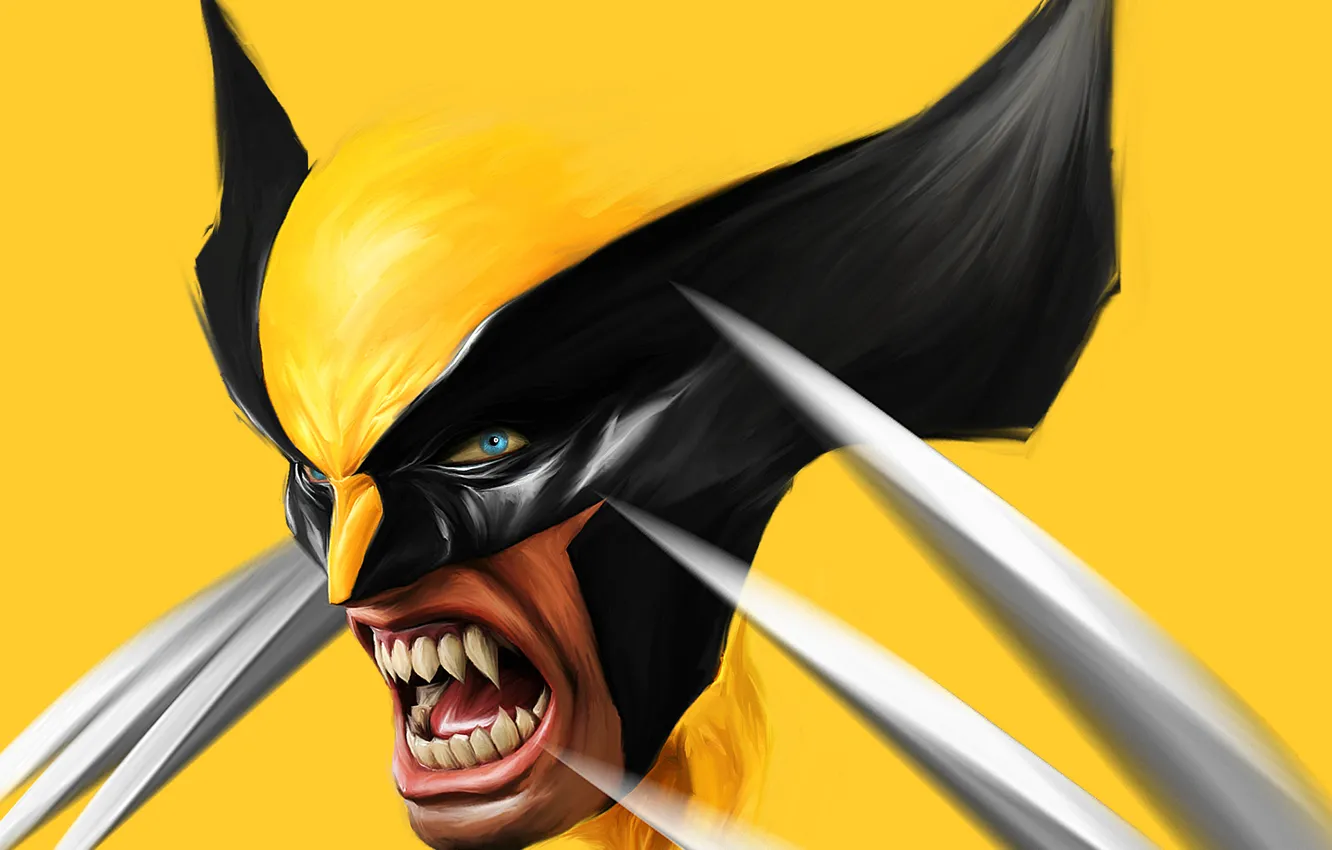 Photo wallpaper figure, claws, fangs, evil, Wolverine, Logan, Art, x-men