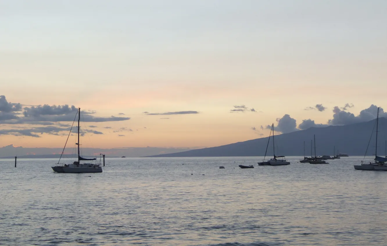 Photo wallpaper the sky, water, clouds, landscape, sunset, mountains, nature, photo