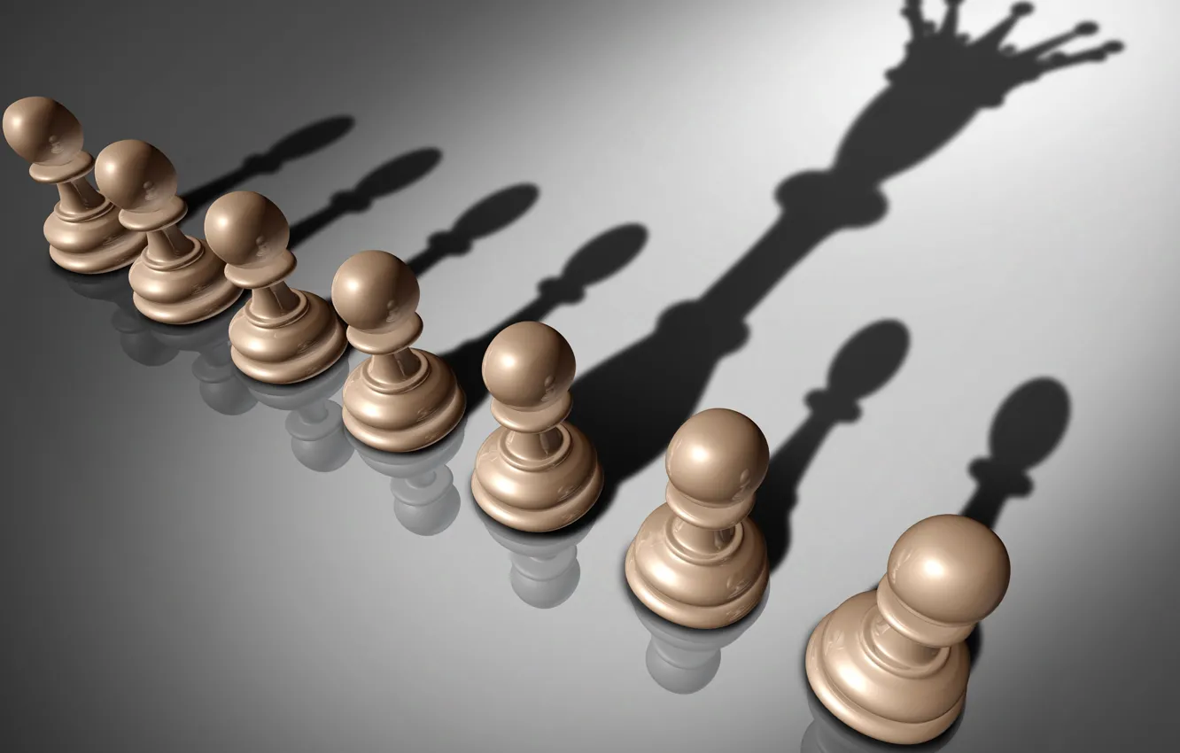 Photo wallpaper chess, queen, shadow, pawn