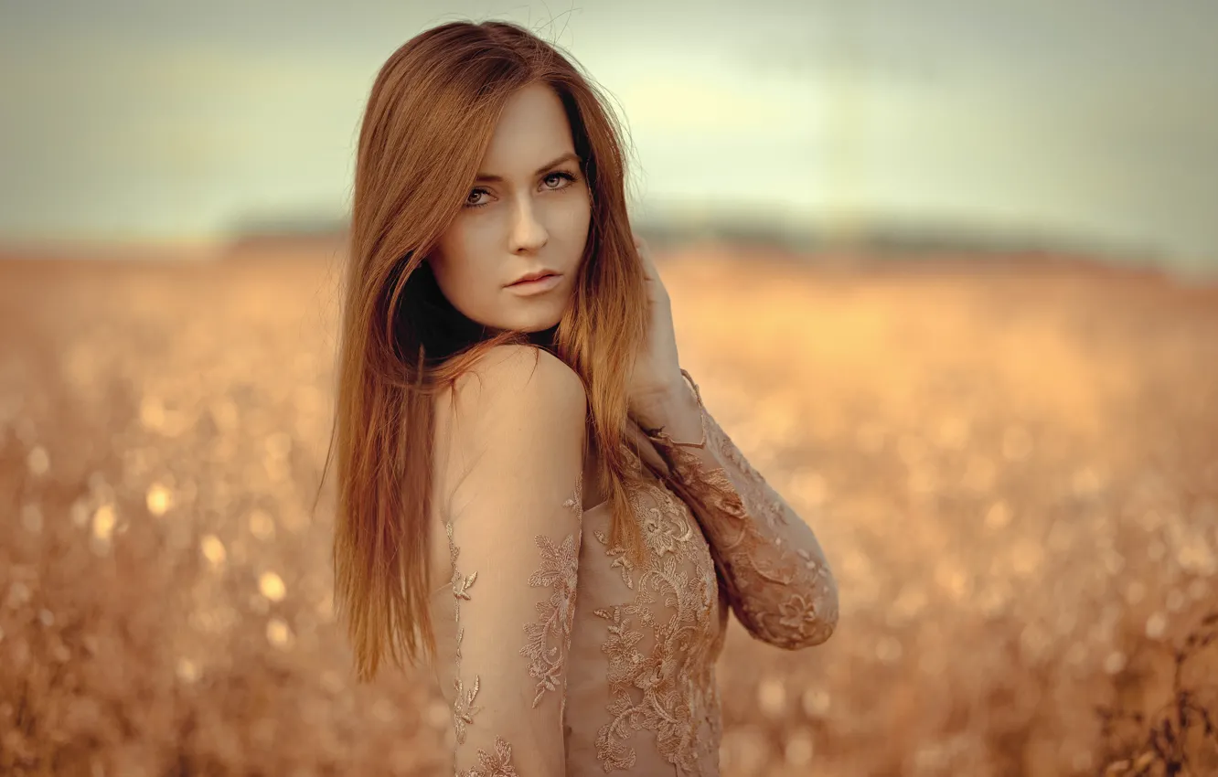 Photo wallpaper look, girl, face, background